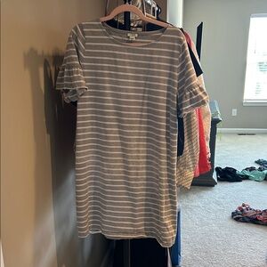 J. Crew Gray Striped Dress
